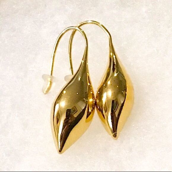 MICHAEL DAWKINS Sterling Silver Silver Gold Plated Vermeil Teardrop Earrings - Picture 3 of 6